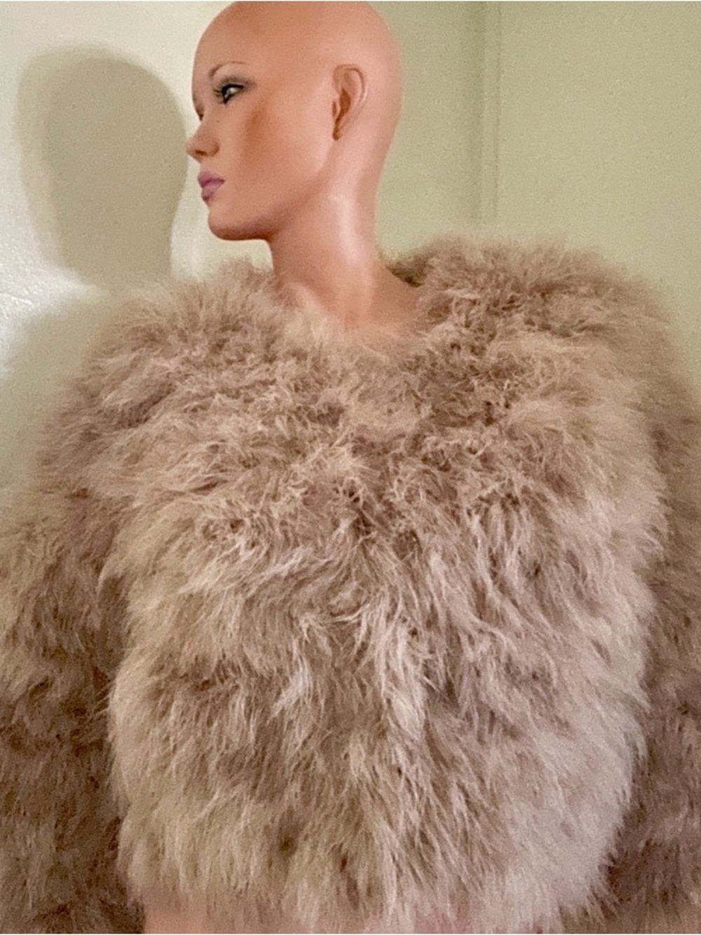 Chic Beige MARABOU FEATHER Short JACKET Size M/L